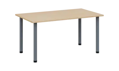 CRTR 140 jídelní stůl, kovová podnož stříbrná, deska 25 mm, 1394x800 mm, bříza světlá